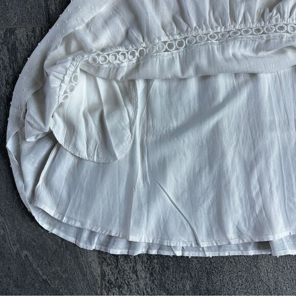 NWT Aakaa White Sleeveless Flutter Swiss Dot Baby doll Mini Sundress w/Pockets S - Picture 9 of 16
